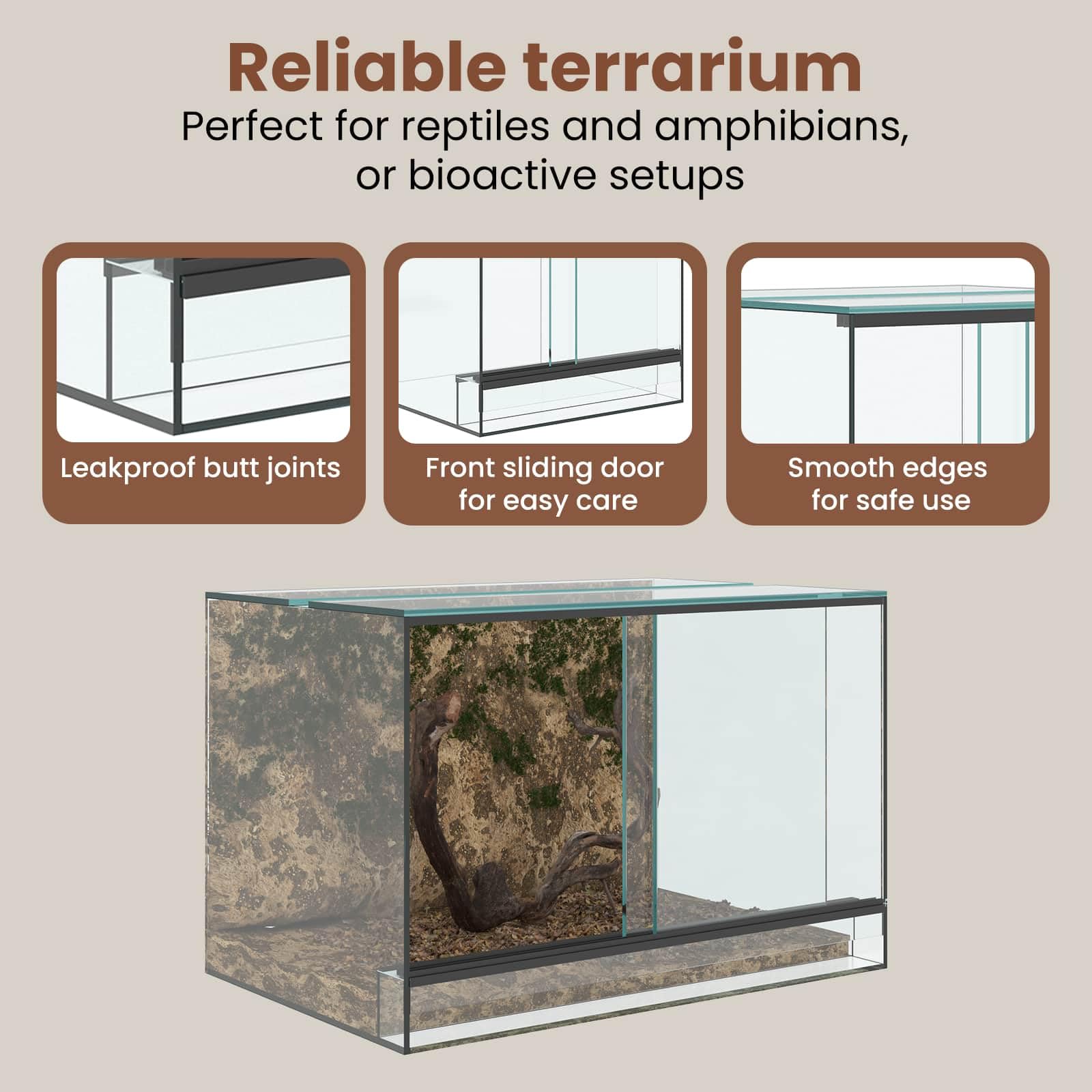 vidaXL Terrario Transparente 60 x 40 x 40 cm Cristal, Terrario de Vidrio Moderno, Refugio Resistente, hábitat 360°, hogar Transparente para Animales