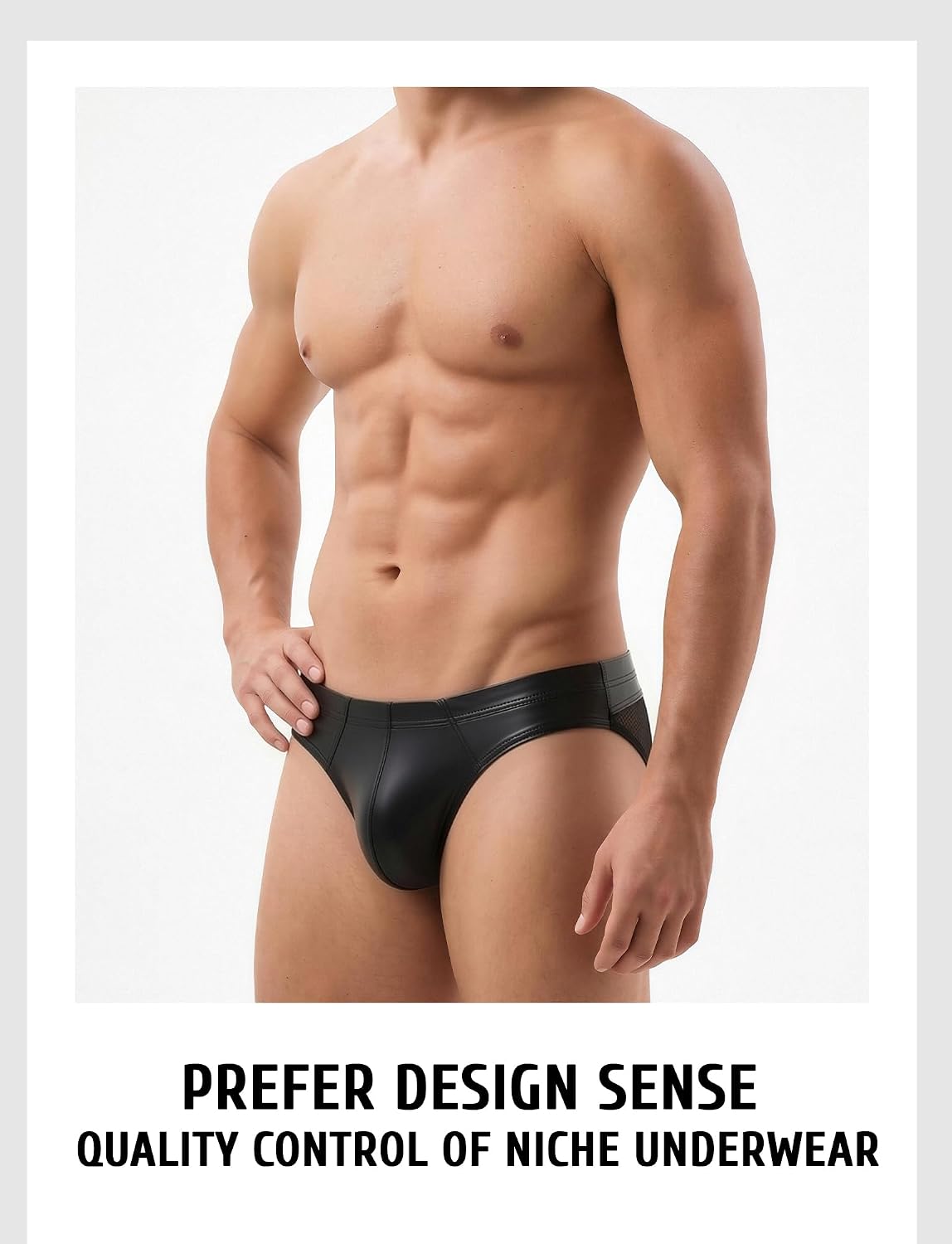 FEOYA Mens Faux Leather Bikini Briefs Sexy Thong Underwear Low Rise Jockstrap Pouch Trunks Clubwear