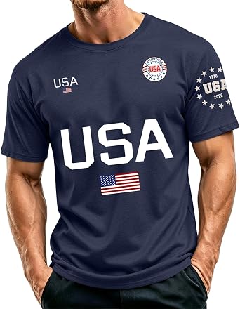 Mens Fashion USA 250Th Anniversary Shirt 4Th of July America Patriotic Shirts Short Sleeve Crew Neck T-Shirts