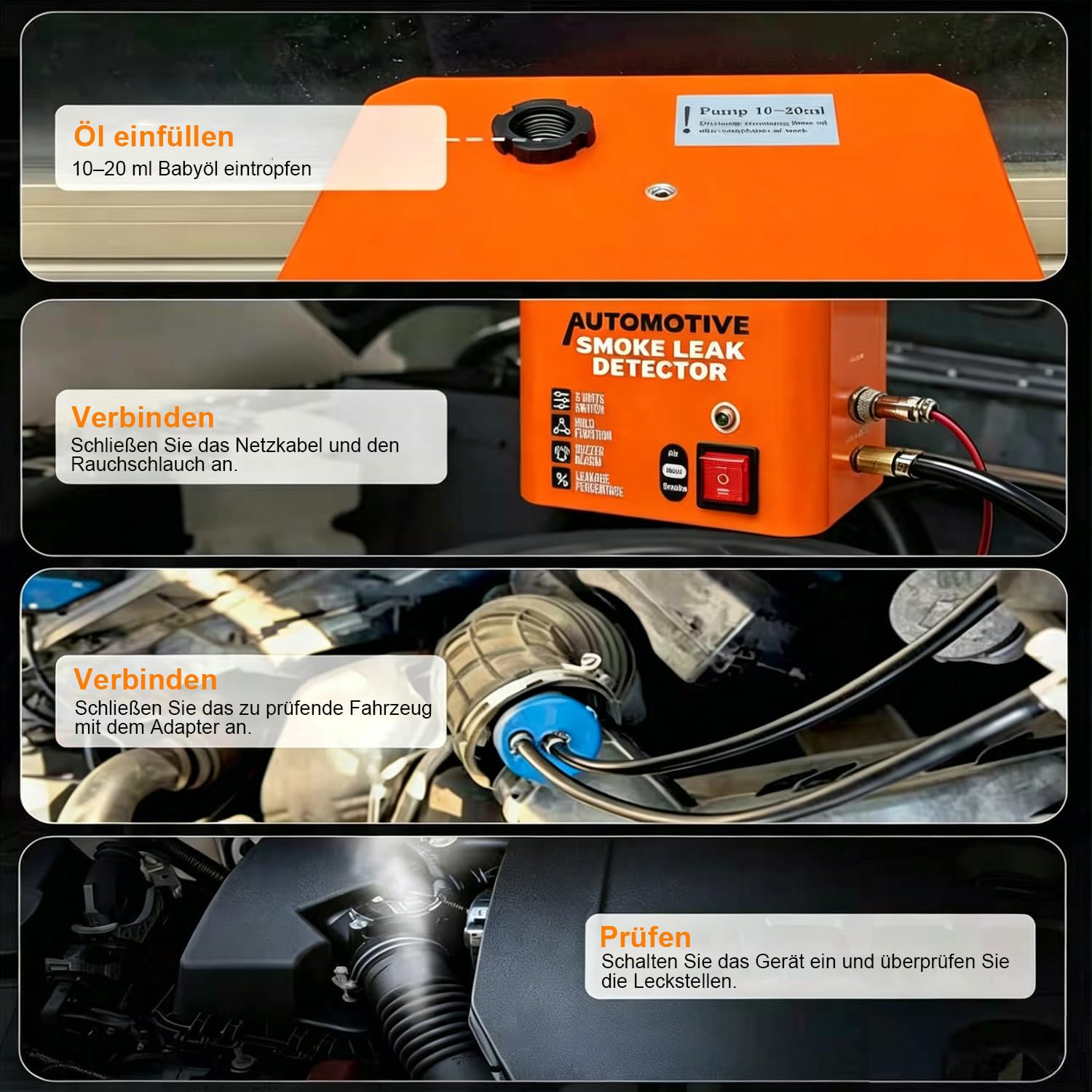 Auto-Rauchlecksuchgerät mit integrierter Luftpumpe, EVAP-Vakuum-Ansaug-Turbo-Lecktester für Autos, professionelle Diagnose-Rauchmaschine mit digitaler Druckanzeige