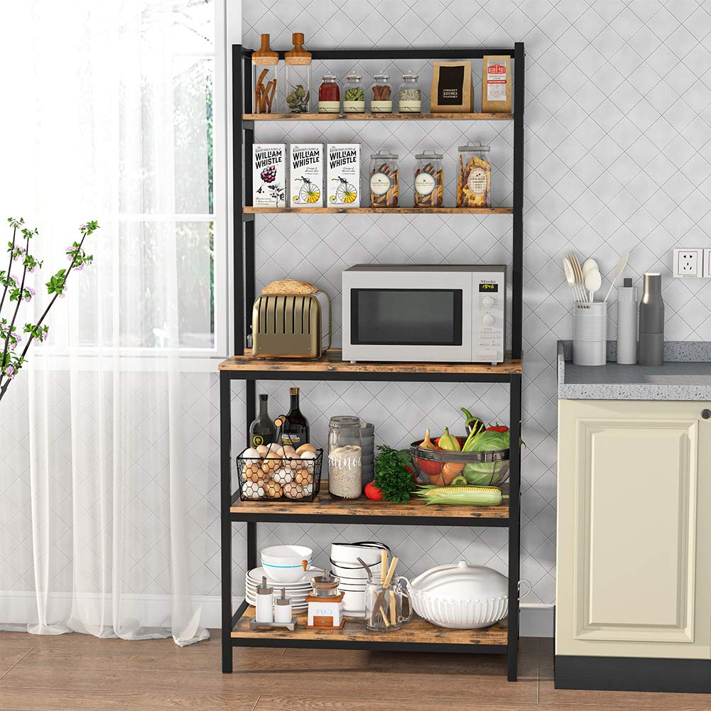 Tribesigns Cocina Baker's Rack Soporte para Horno microondas Especias Utensilios Cocina Estante de Almacenamiento Estante Independiente Organizador Industrial de 5 Niveles by