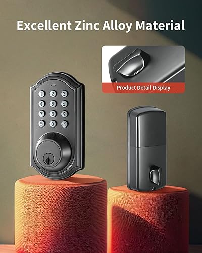 Miniatura 4 de Cerradura de puerta con teclado, cerradura inteligente de entrada sin llave de aleación de zinc, cerradura de llave de puerta delantera, fácil de