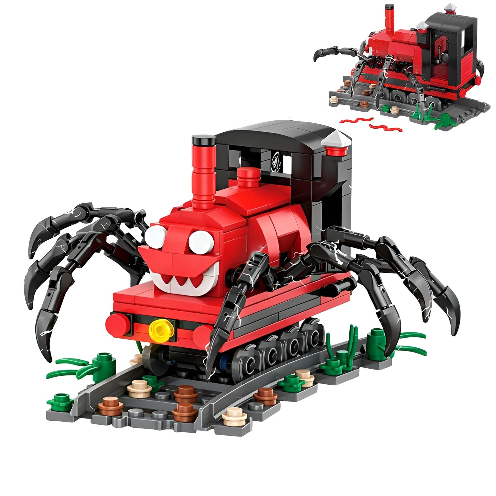 Qbrygmatic Choo Choo Charles Spider Train Building Block Set, 260Pcs