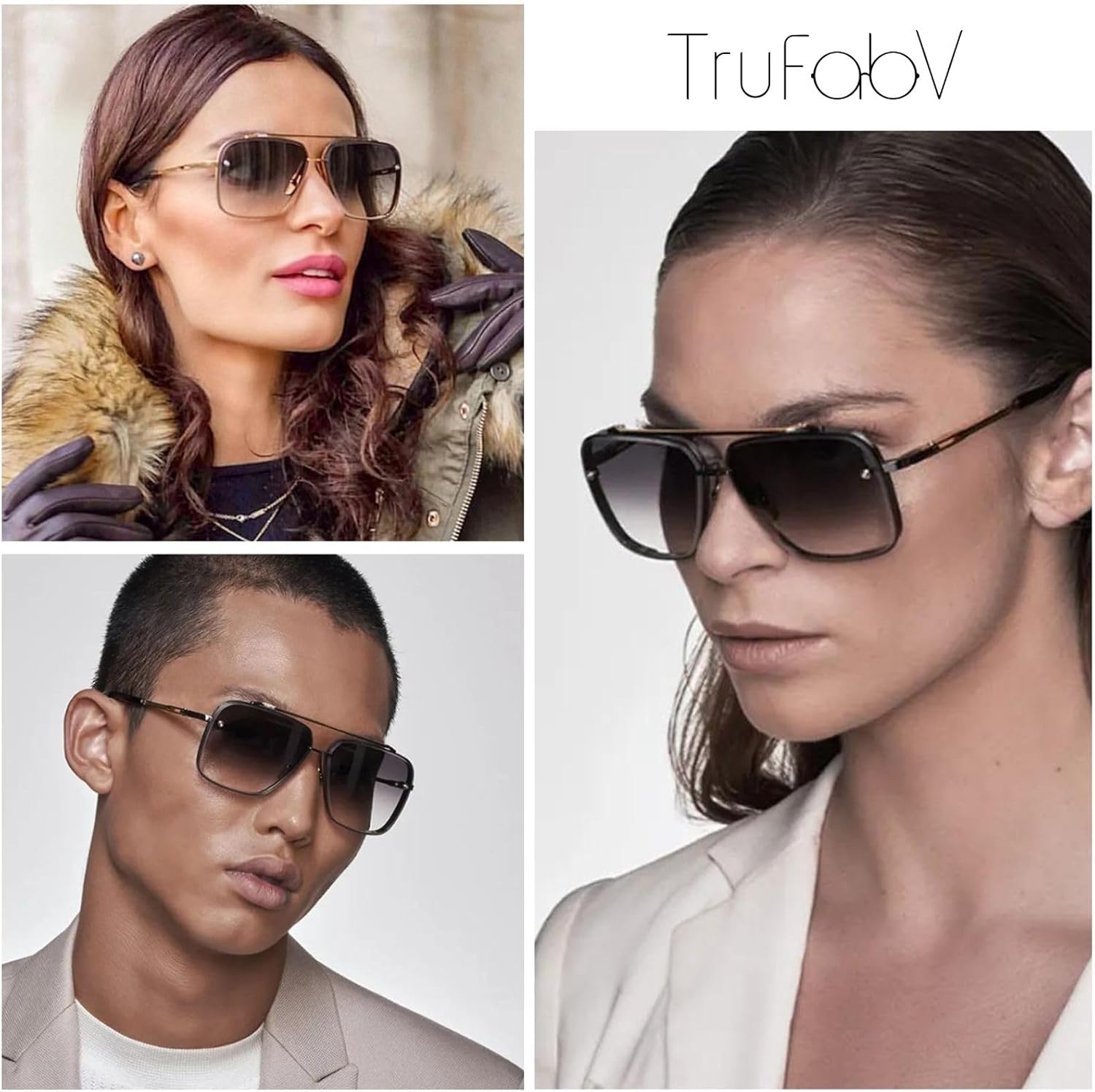 Retro 70s Rimless Square Sunglasses for Women Men Fashon Glasses - Image 3