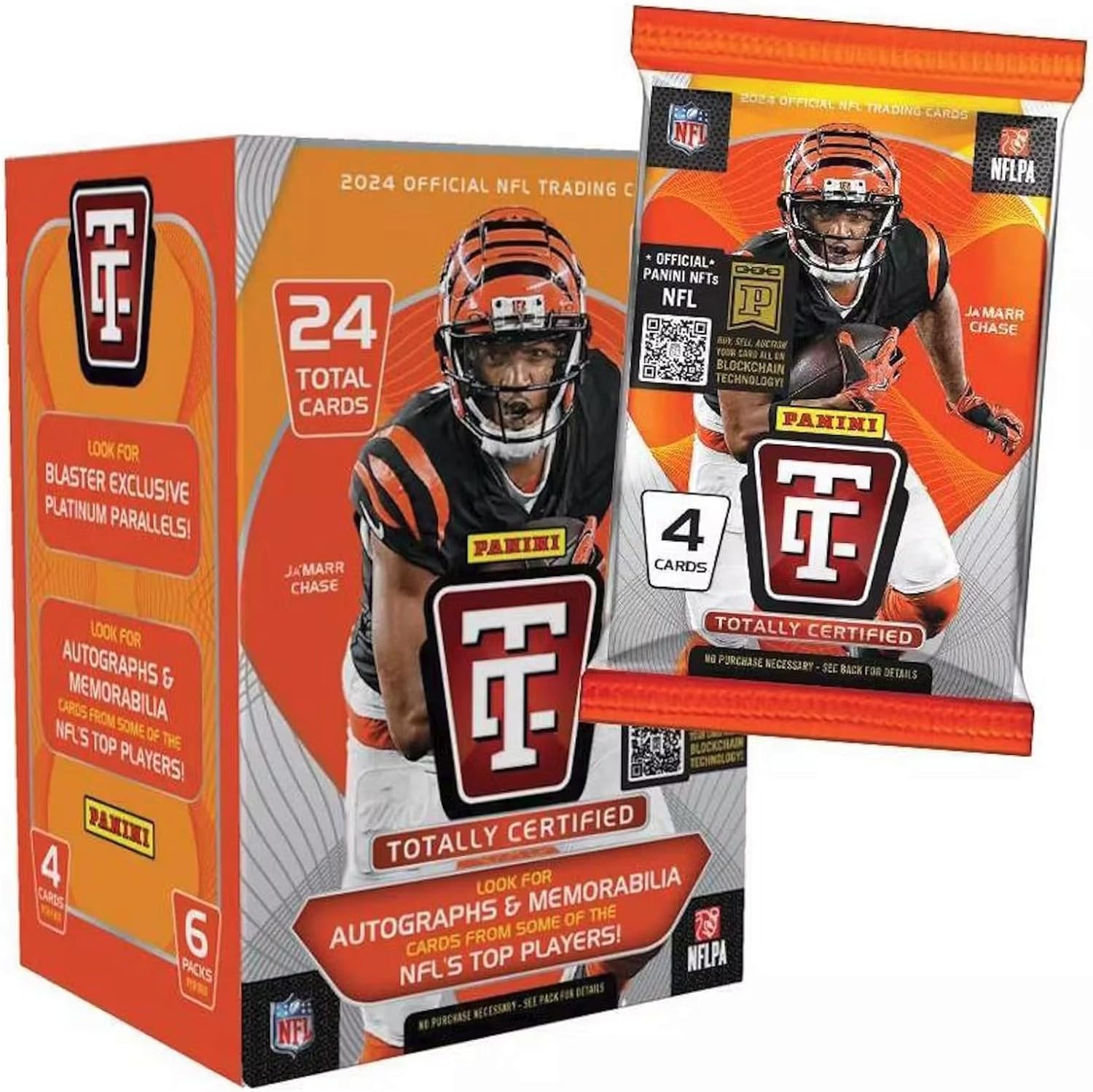 2024 Panini Totally Certified Football 6-Pack Blaster Trading Card Box (Four Parallels Per Box)