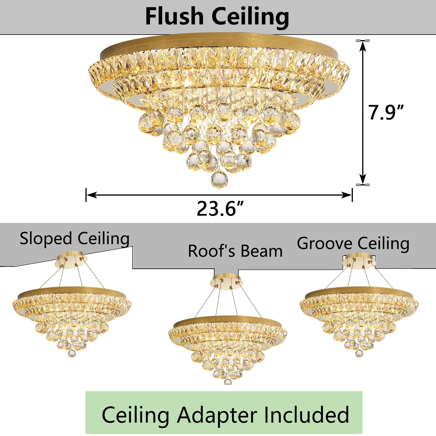 HAIXIANG Modern Glam Crystal Chandelier Dining Room Bedroom