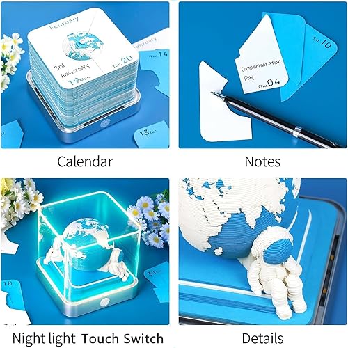 Miniatura 5 de Calendario 3D 2026, Calendario de Escritorio 2026, Bloc de Notas de Arte en Papel 3D Desmontable con Luces LED, Calendarios de Memo 3D Creativo,