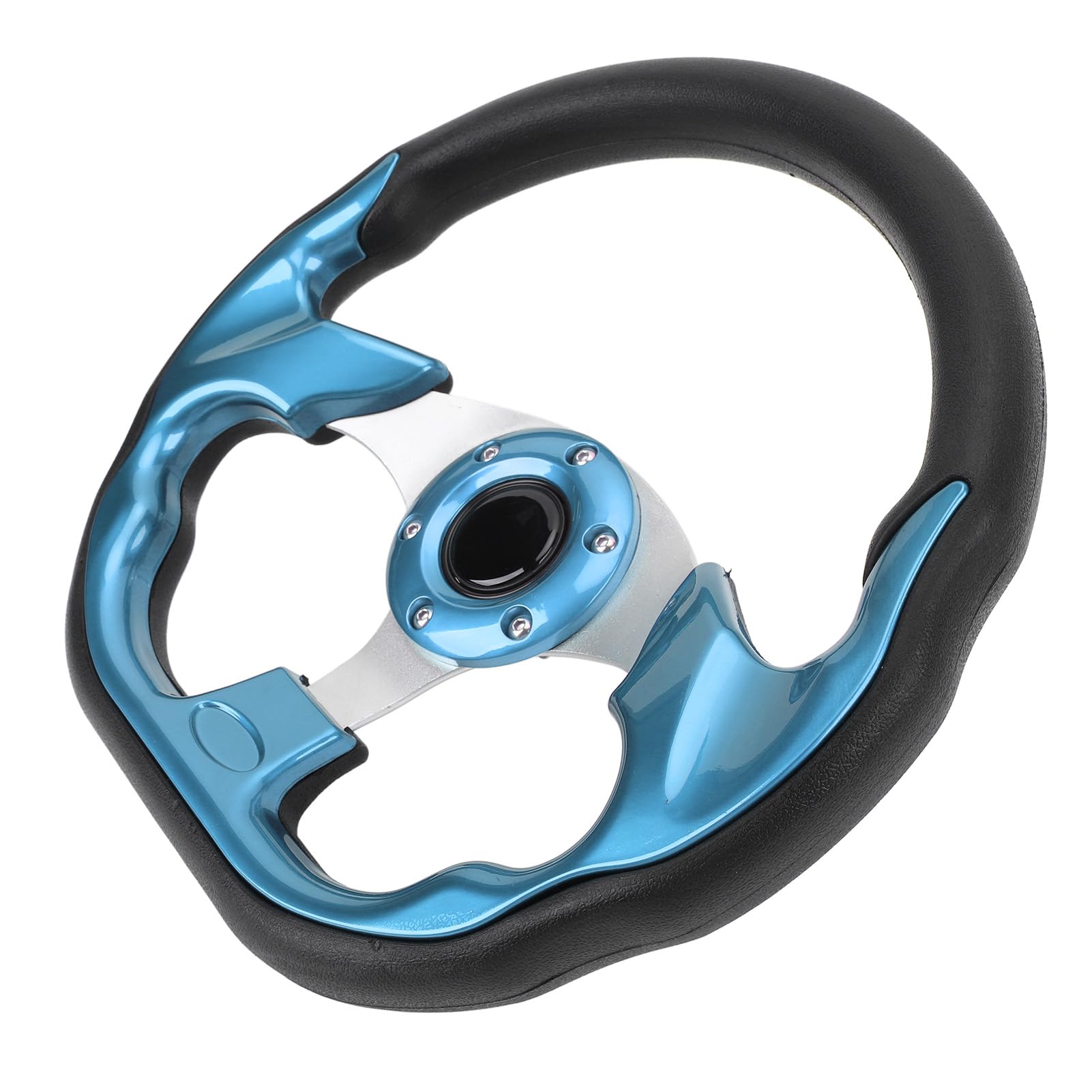 Elegante Volante per Auto Blu PU 13 Pollici - Impugnatura Migliorata, Ruota Sportiva Resistente all'impatto Facile Installazione Nei Veicoli (BLUE)
