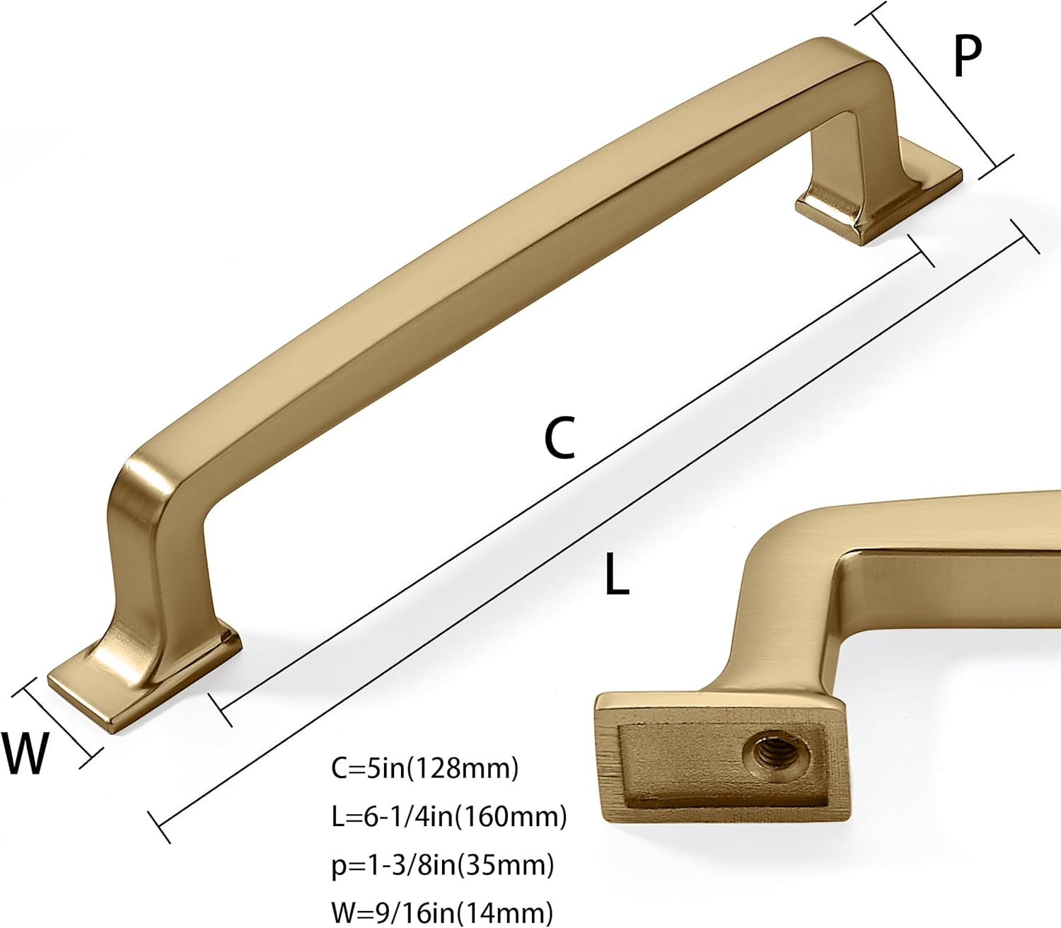 10 Pack Bruhsed Gold Cabinet Pulls 5 Inch(128mm) Hole Center Vintage Brushed Brass Cabinet Hardware Kitchen Cabinet Handles for Bathroom Drawer Pulls Dresser Pulls.