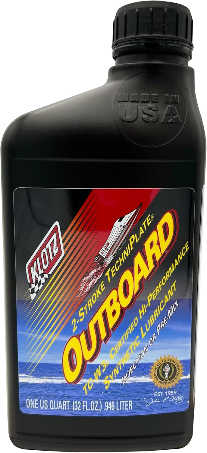 Klotz Outboard TechniPlate Synthetic Premix/Injector Oil for 2-Stroke TC-W3 Marine Engines – 1 Gallon KL-333