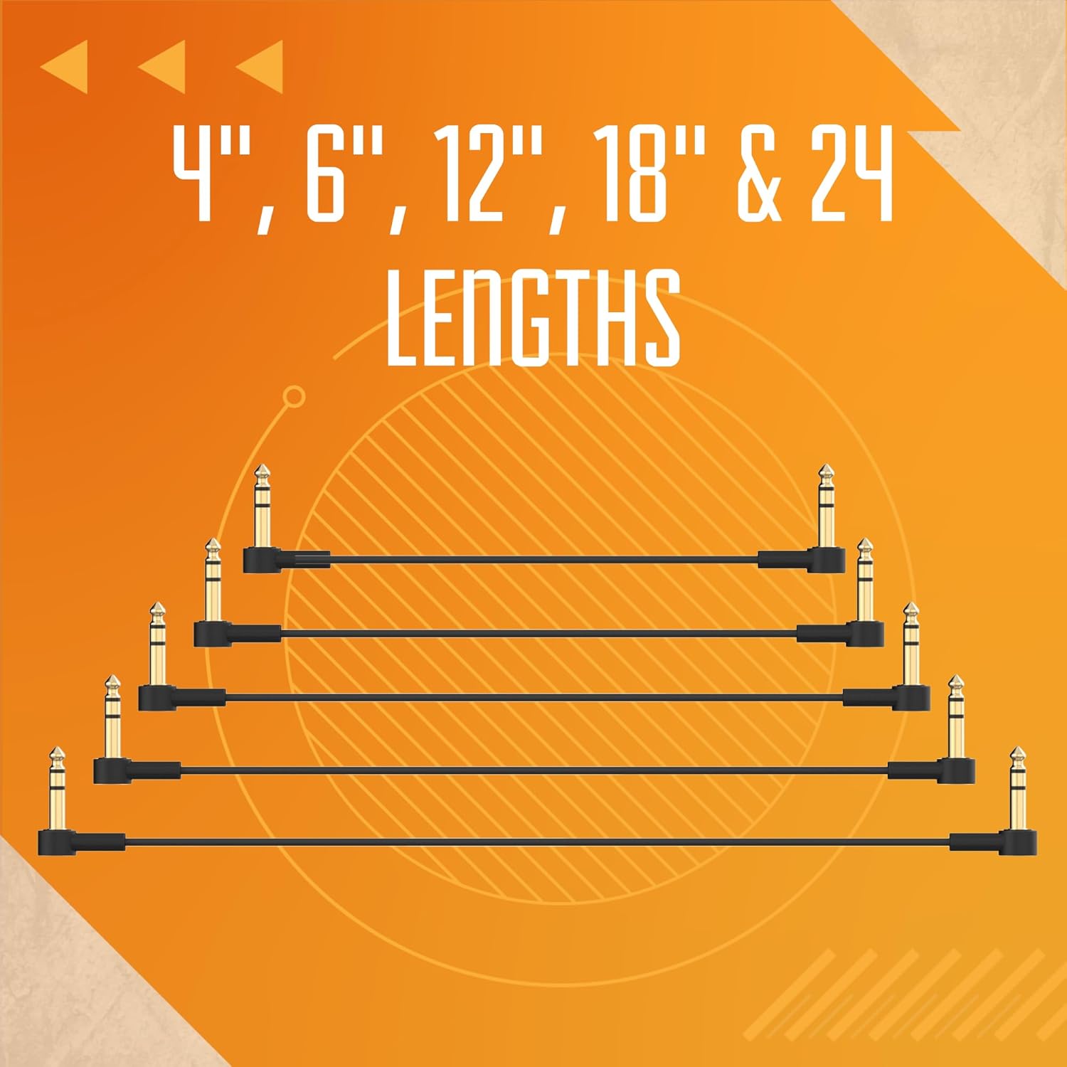 Rock Stock 1/4" Stereo TRS Flat Patch Cables - 12" Ultra-Thin, Right Angle, Low Profile, Gold Plated, Braided Shielding - Maximize Pedalboard Space, Eliminate Noise, Connect Guitar Effects Pedals - Image 4