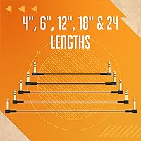 Vista 4 de Rock Stock Cable TRS estéreo en ángulo recto de 1/4 – Cable de conexión TRS plano ultrafino de 4 pulgadas, perfil bajo, chapado en oro, blindaje