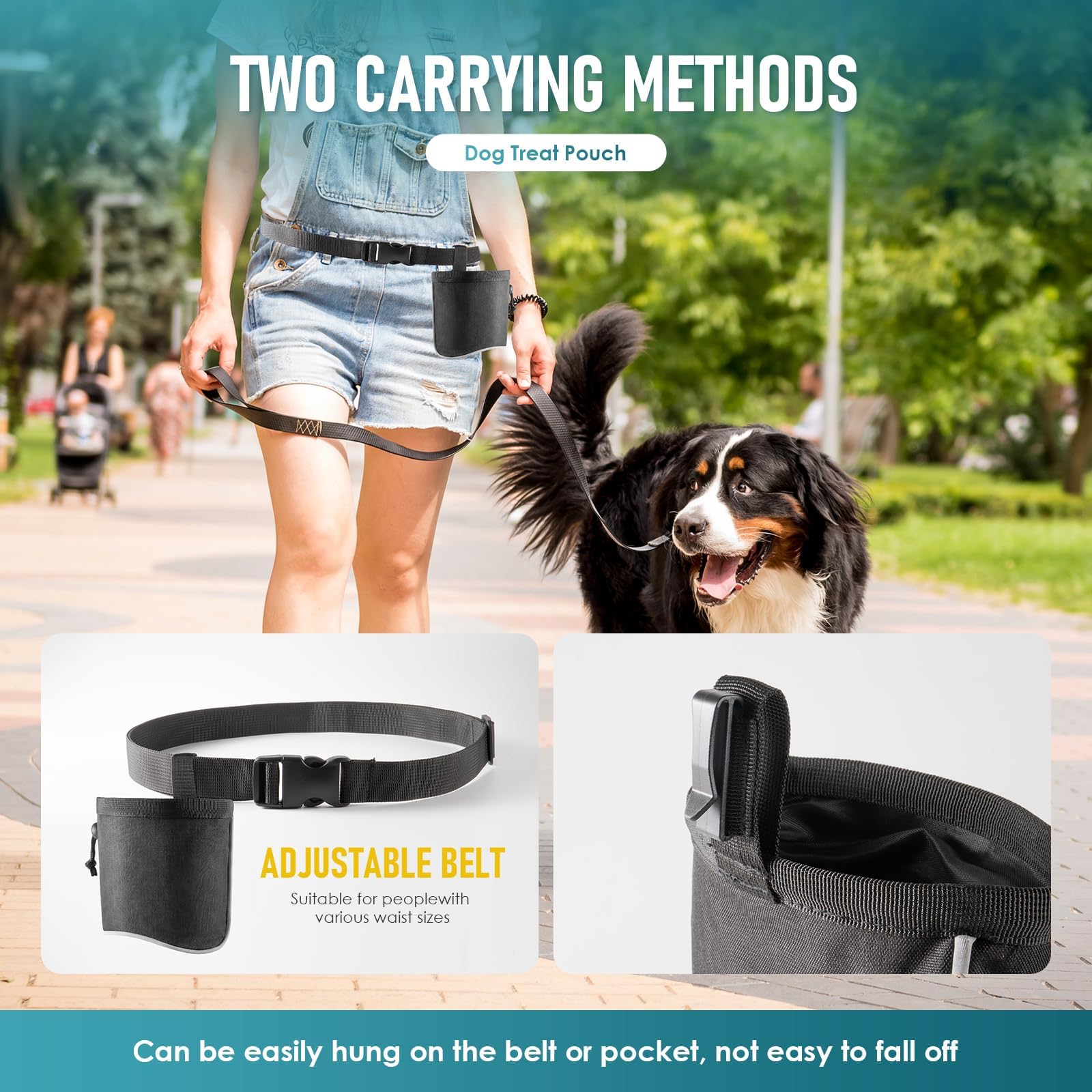 Dog Treat Bag, Dog Training Waist Bag with Adjustable Belt, Pet Treat Pouch for Walking, Hiking, Outdoor Activities, Durable and Lightweight Design for Dog Owners 2