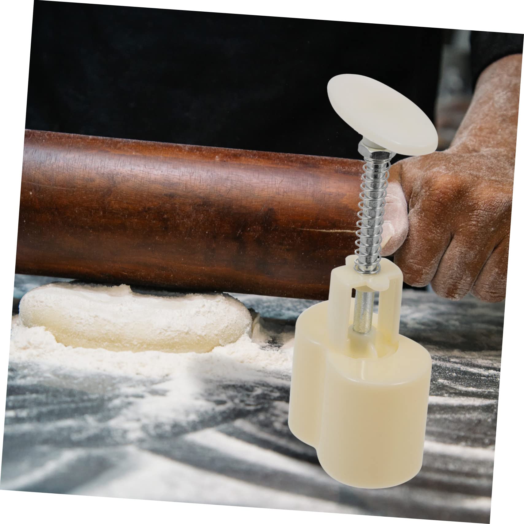 4 Sätze Mondkuchenform Backform Mit Handpresse Käsekuchenform -formpresse Stempel Zum Backen Von Keksen Kuchen-fondant- Keksausstecherform Kekspresse Weiß Plastik Amosfun
