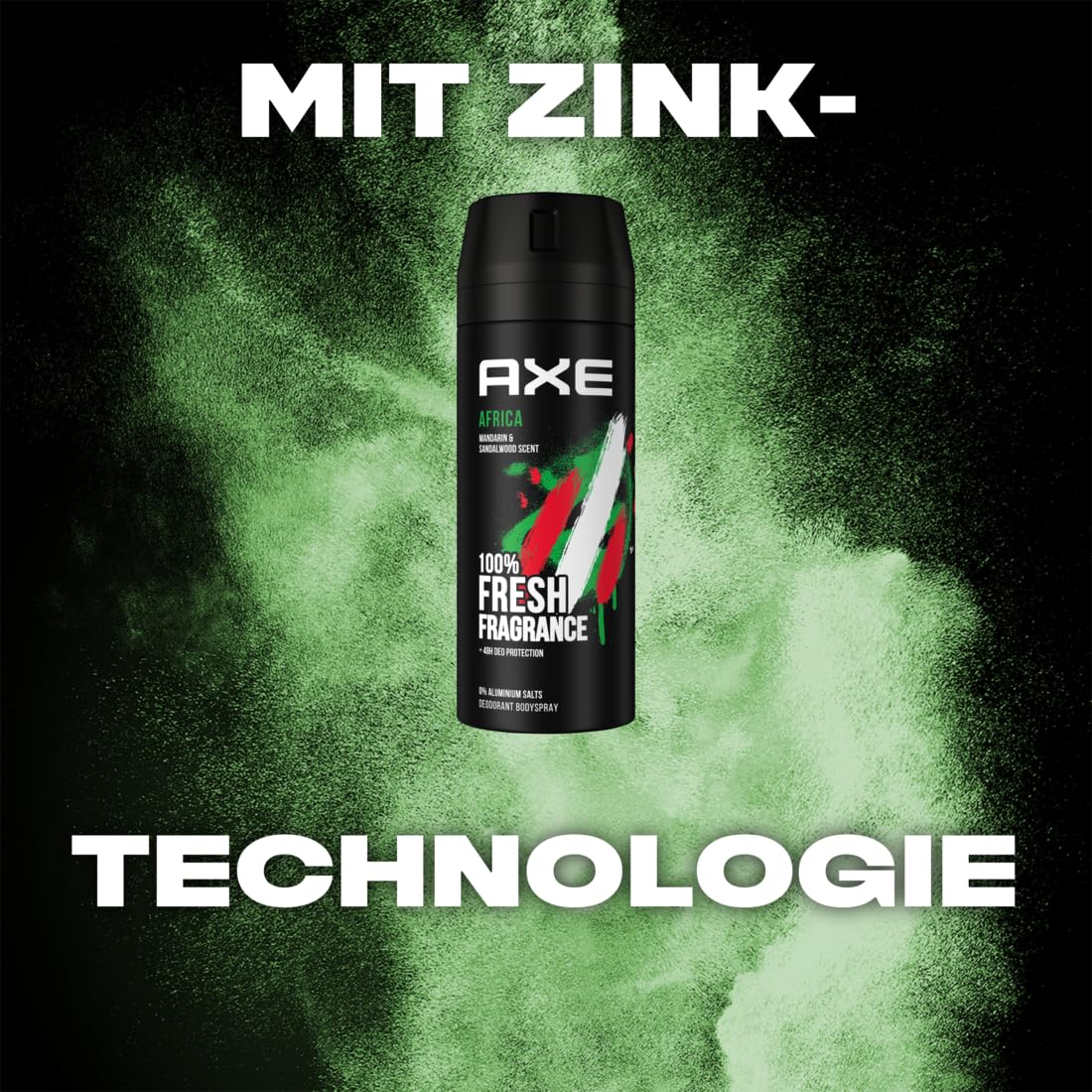 AXE Afryka dezodorant w sprayu do ciała z ochroną 48H przed zapachem ciała, bez soli aluminiowych, 12 sztuk