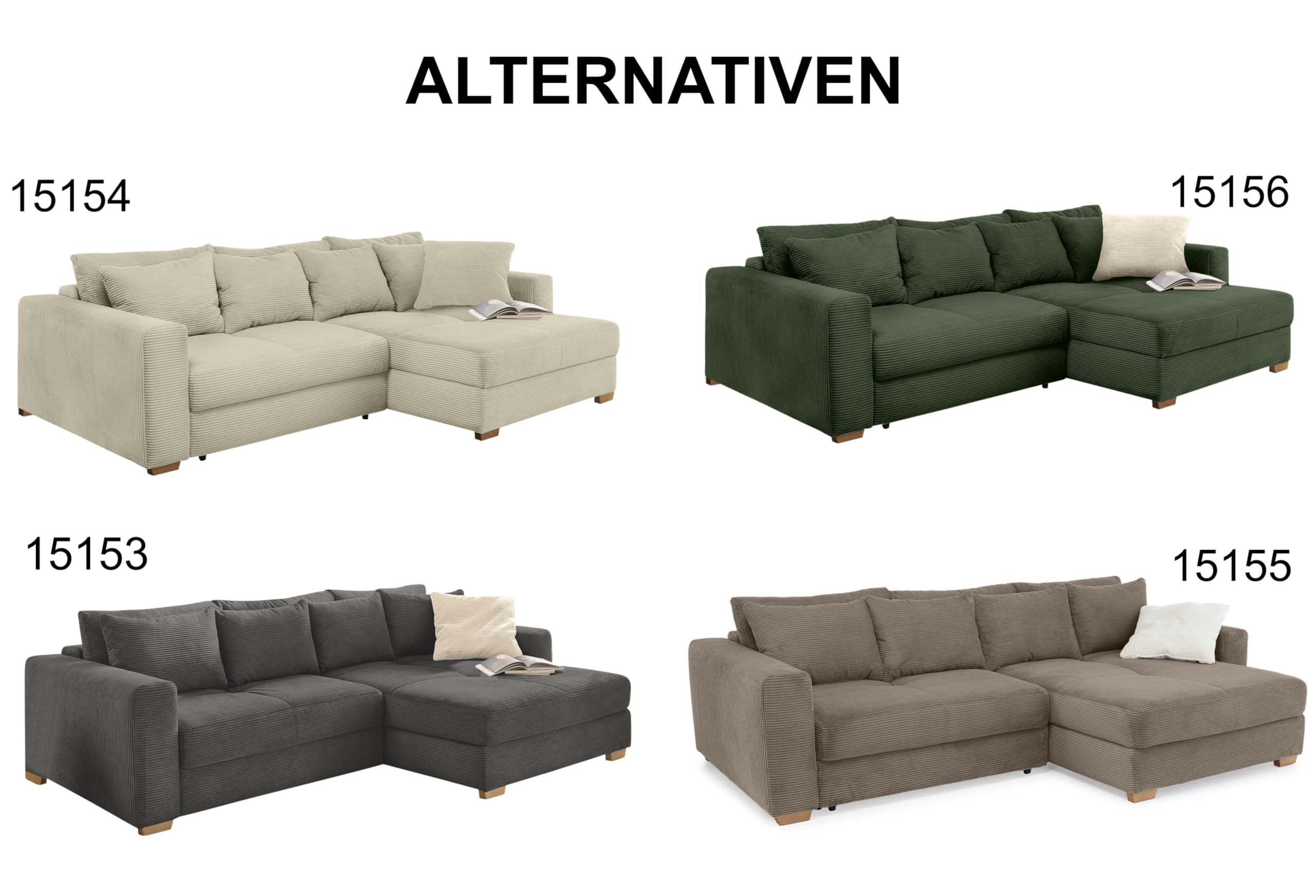 luma-Home 15156/ Ecksofa-Dauerschläfer mit Federkernpolsterung, Grün