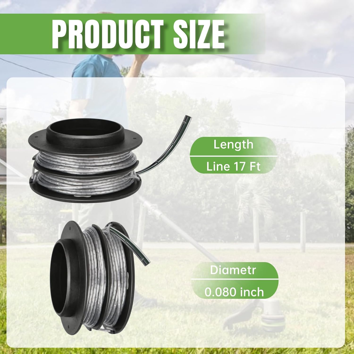 KST 130X-06 Replacement Trimmer Spool Line 0.080" 17Ft Compatible with Kobalt 40-Volt KST-130X String Trimmer Weed Eater,2905303 Dual Line Spool with Replacement Bump Knob (8 Pack)