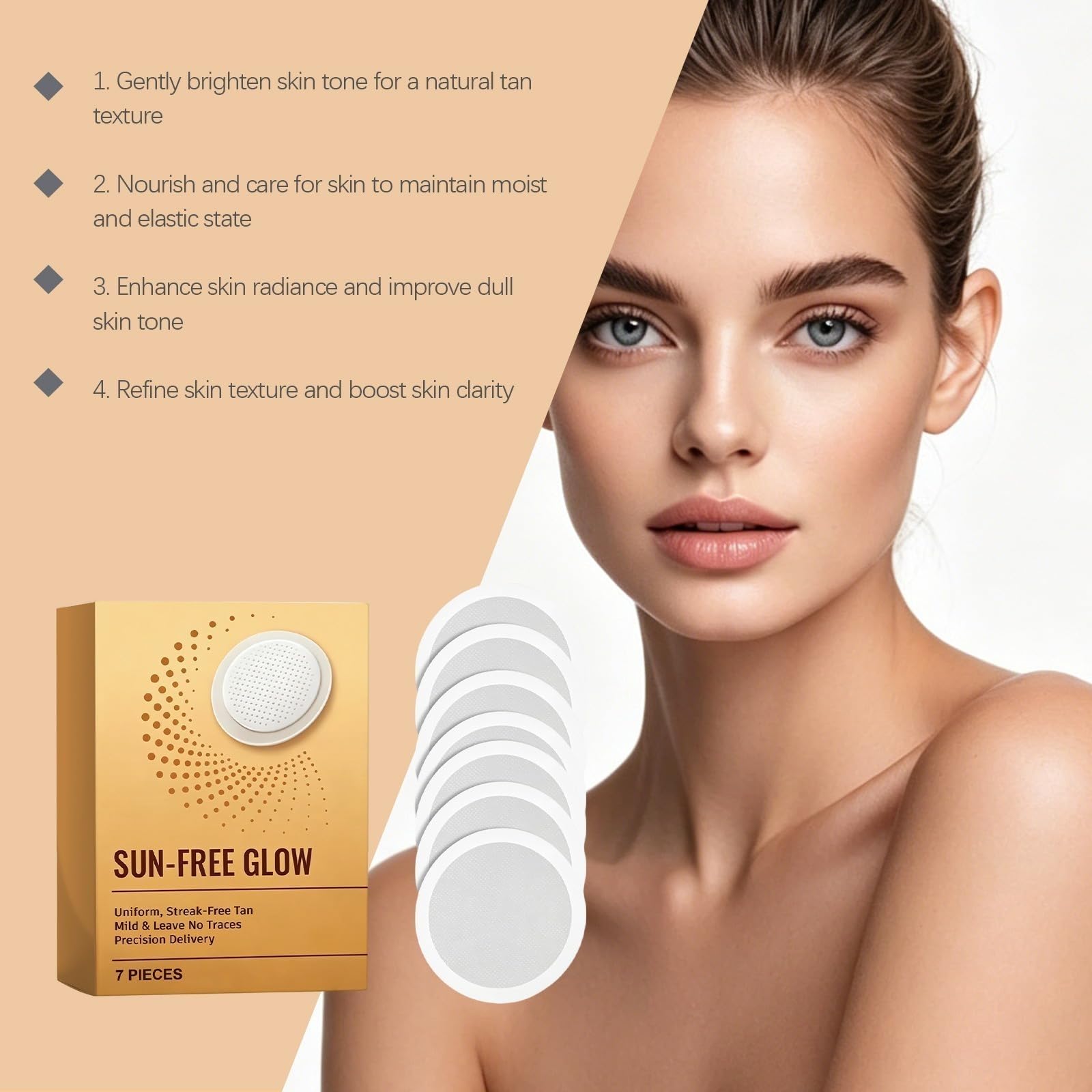 SUN-FREE GLOW Samoopalające plastry z mikroigłami — jednolita naturalna opalenizna, bez pomarańczowego odcienia, formuła nawilżająca unisex do każdej skóry