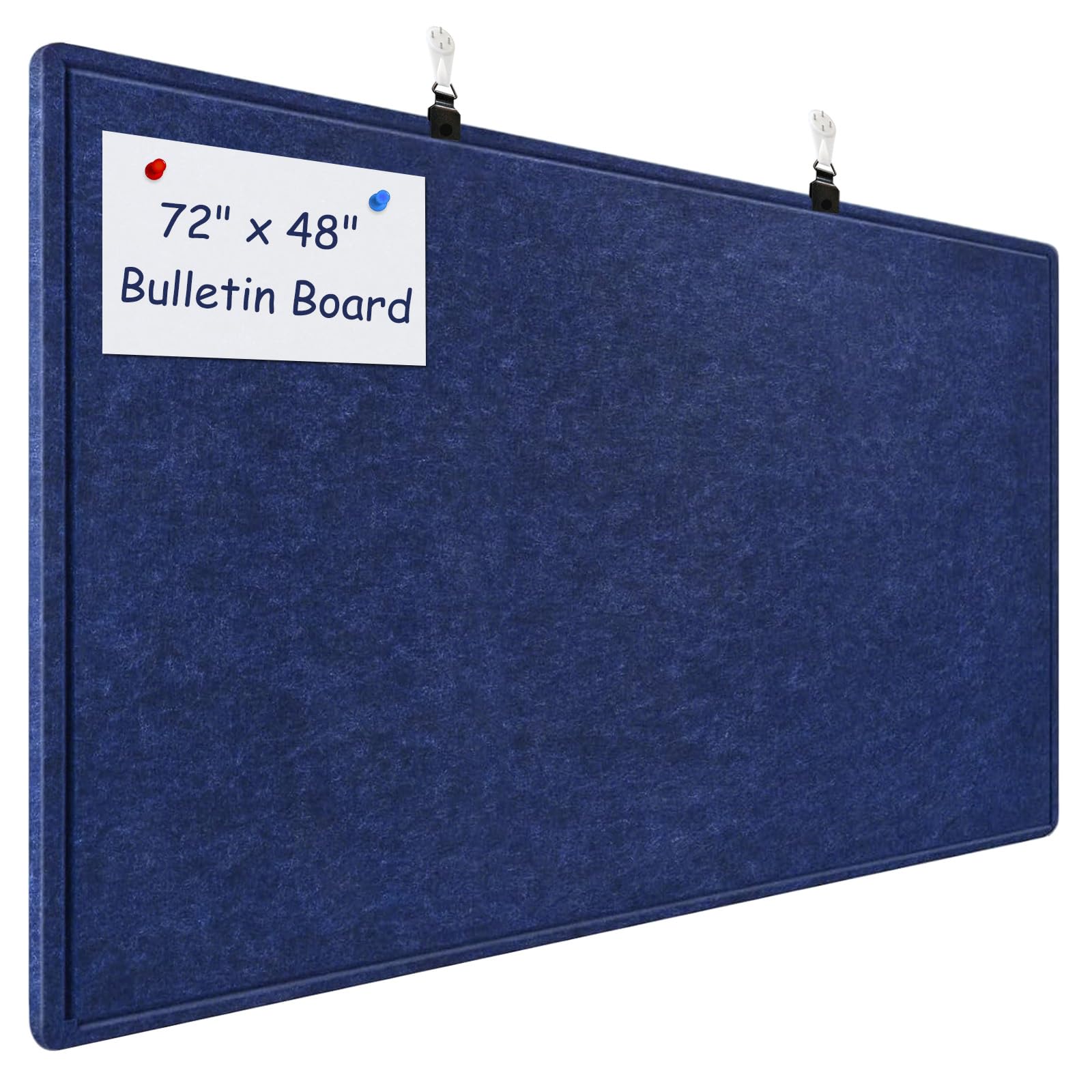 Photo 1 of Large Bulletin Board - 72 x 48 Inches, Large Felt Board Decorative Pin Board for Wall, Foldable Photo Board, Lightweight Durable Pin Board for Home, Office, School, Classroom, Kitchen (Dark Blue)