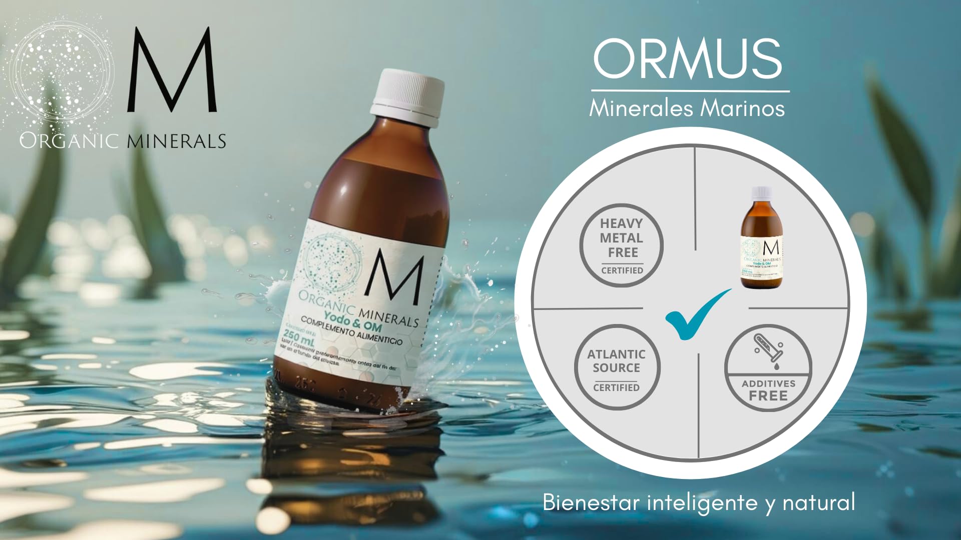 Yodo + Ormus OM Organic Minerals | Suplemento de Minerales Esenciales para Energía y Sistema Inmune | 100% Natural y Bioactivos | Cantidad 500mL