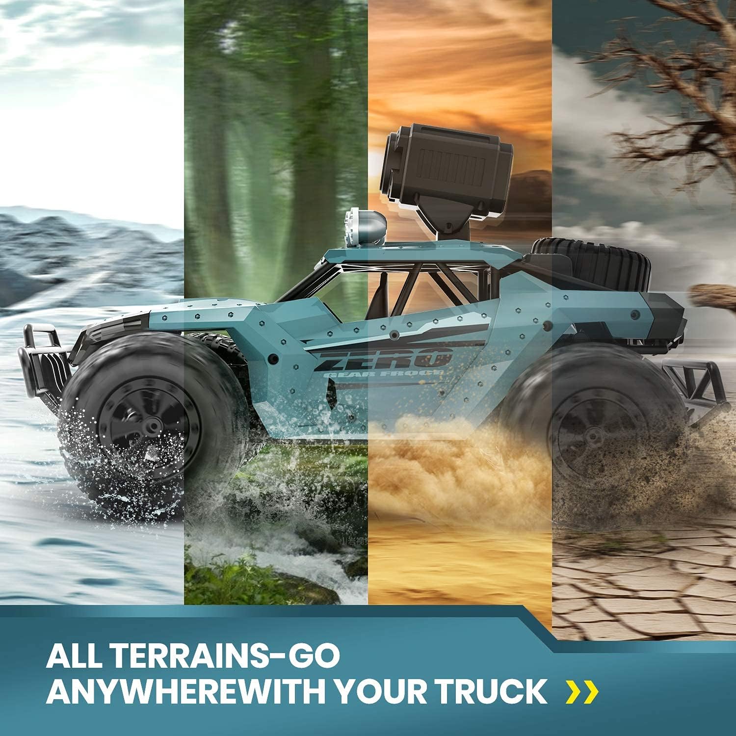DEERC Auto telecomandata 1:16 RC Truck con fotocamera 1080P Foto WiFi Trasmissione 2.4Ghz 2 Batteria 60 minuti Tempo di riproduzione Offroad Truggy per adulti e bambini (36 W)…