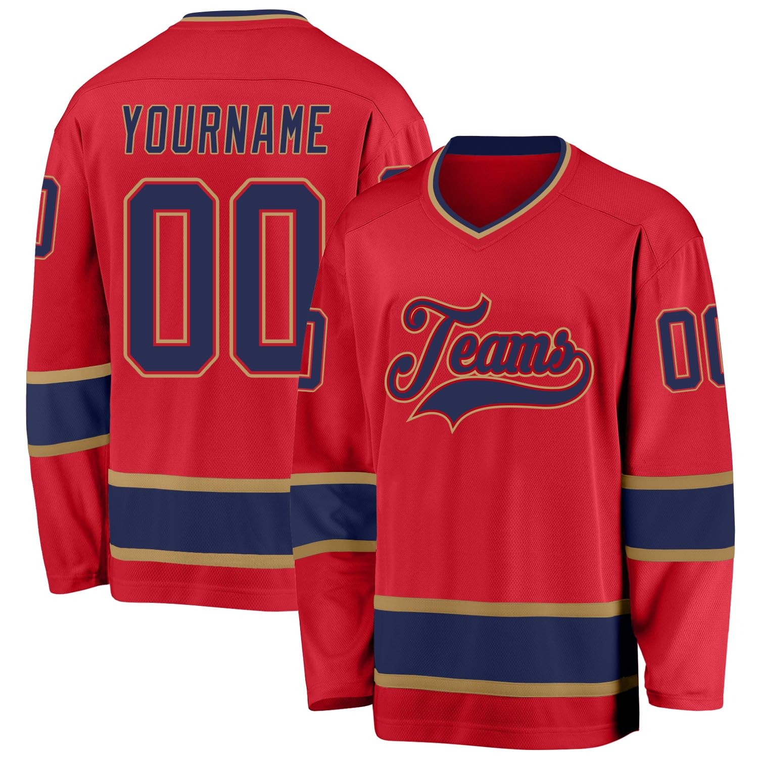 Custom Name Team Name Number White Navy-Gray Hockey Jersey Personalized V-Neck Sports Hockey Jersey for Men Women Youth