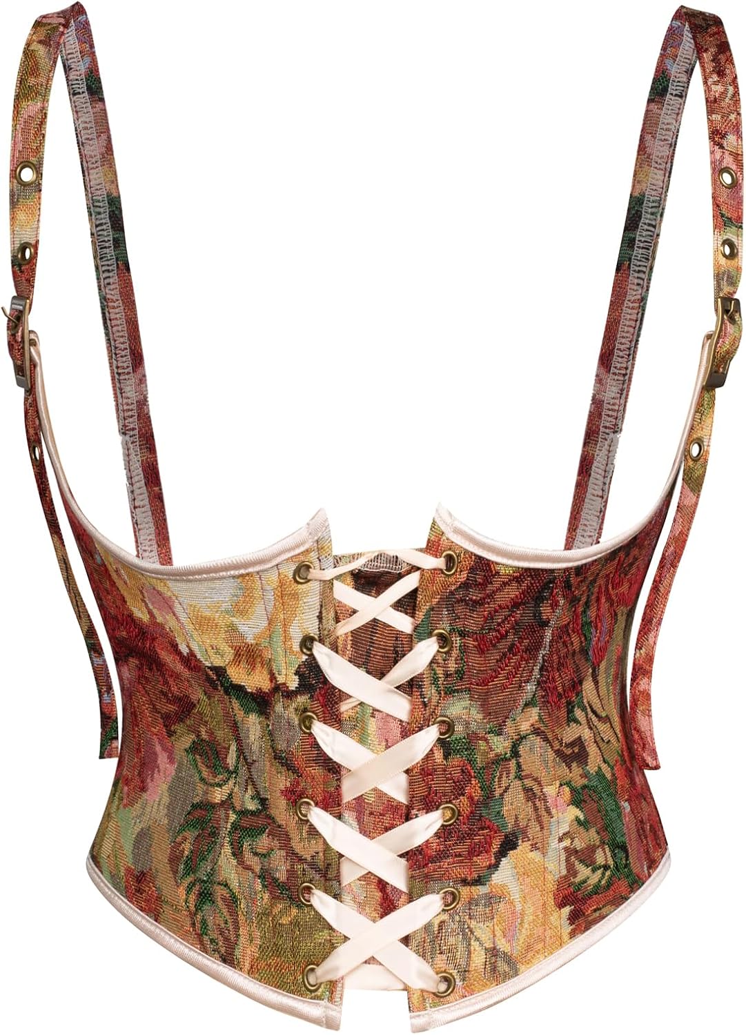 Scarlet Darkness Corset Belt for Women Renaissance Underbust Corset Floral Lace Up Boned Waist Belts