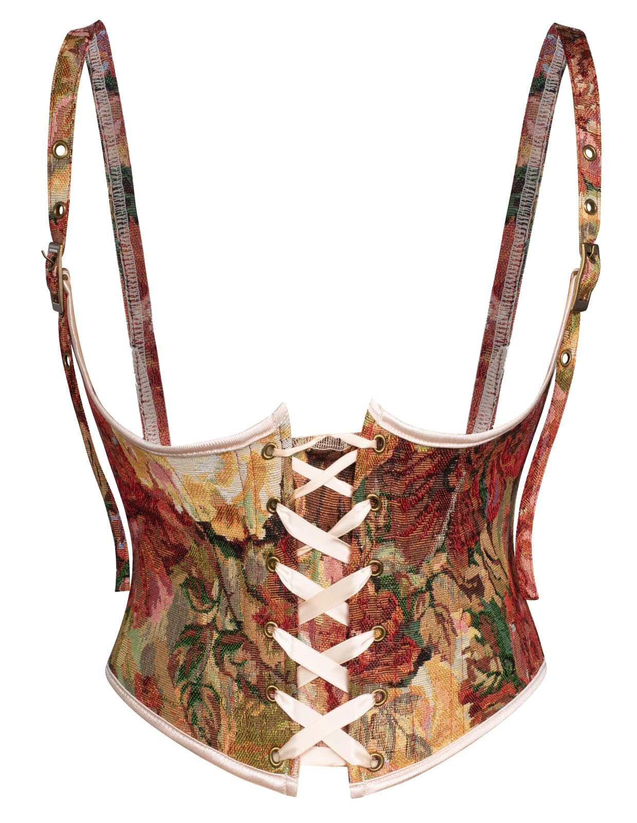 Scarlet Darkness Corset Belt for Women Floral Lace Up Boned Underbust Corset Waist Belts