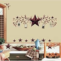 RoomMates Country Stars & Berries Peel and Stick Wall Decals - 40 Removable Stickers for Walls, Furniture & Crafts