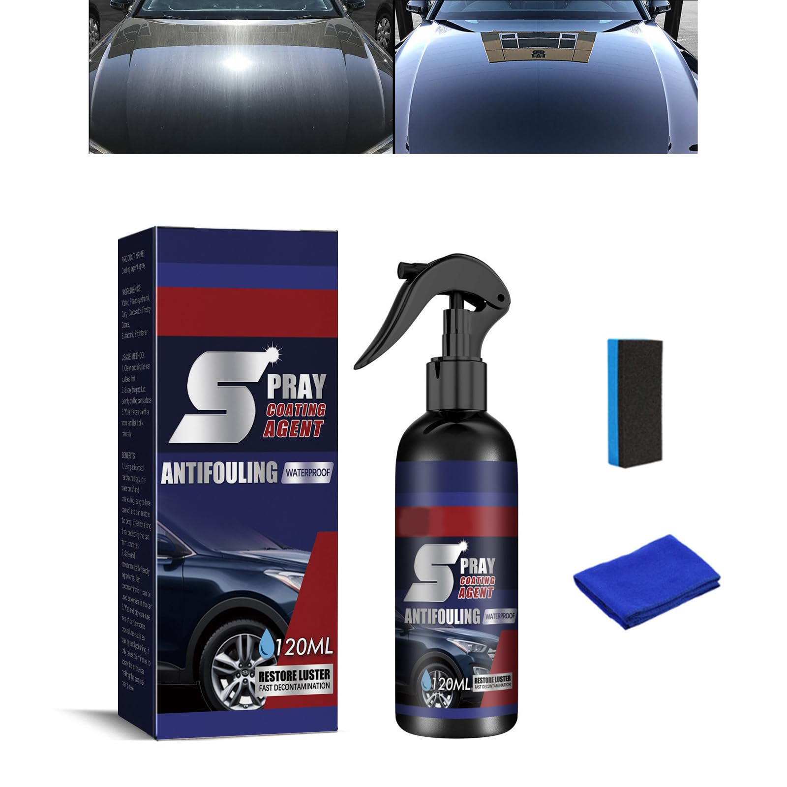 MQSHUHENMY Multi-functional Coating Renewal Agent, 3 in 1 High Protection Quick Car Coating Spray, Ceramic Coating for Cars, 4.3oz Car Coating Agent Spray, 3 in 1 Ceramic Car Coating Spray (1Pcs)