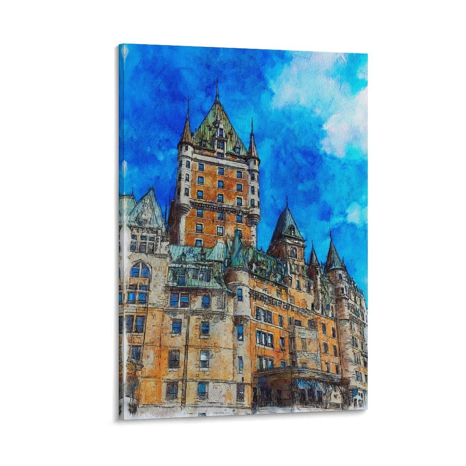 Lcynnh Frame-Style Quebec Canada 12X18inch(30X45cm) Vintage Travel Poster Watercolor Canvas Art