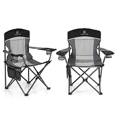 LETS CAMP 2 Pack Mesh Back Camping Chair Portable Folding Heavy Duty Outdoor Chair Support 330 LBS Durable