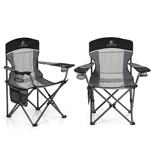 LETS CAMP 2 Pack Mesh Back Camping Chair Portable Folding Heavy Duty Outdoor Chair Support 330 LBS Durable