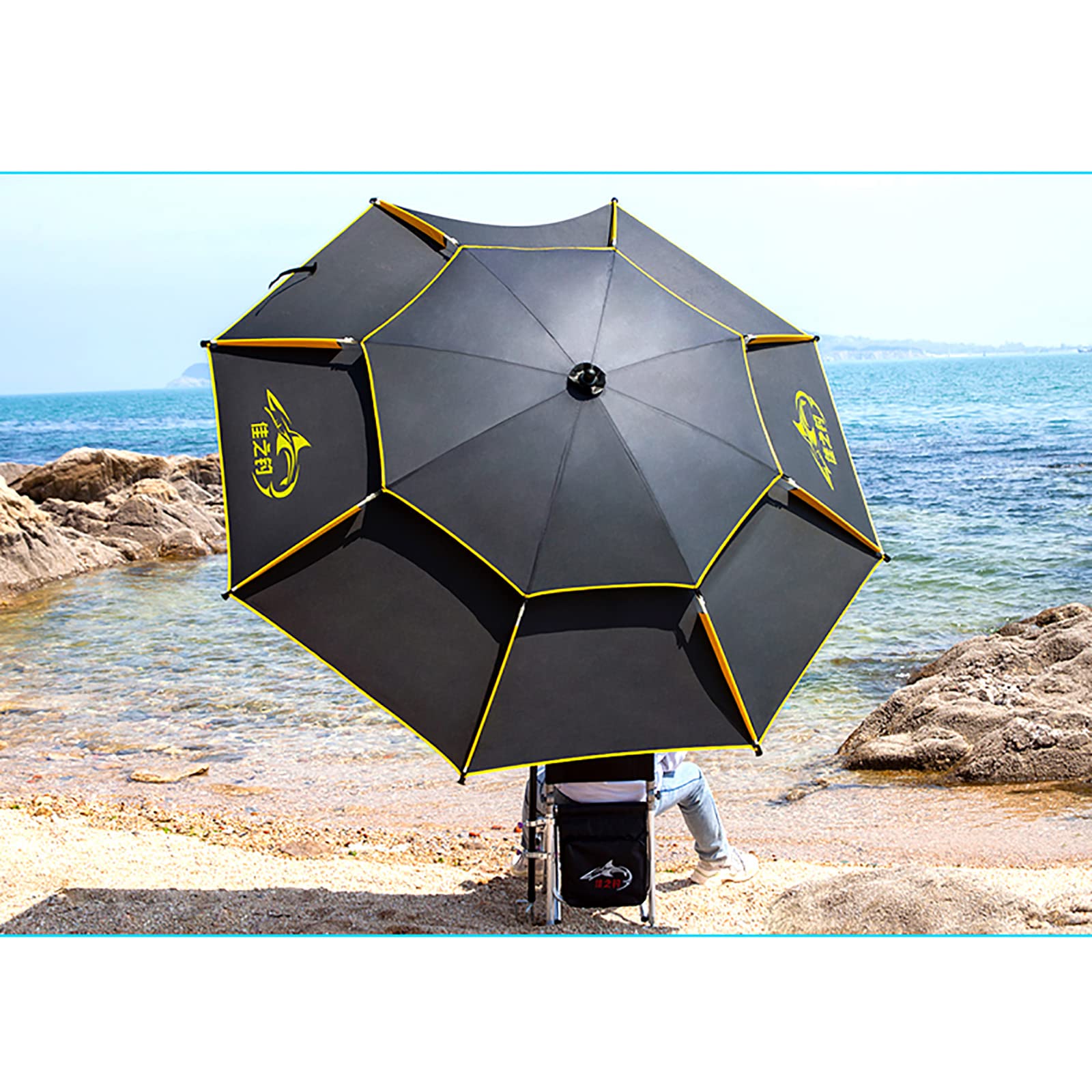 2.0m Fishing Umbrella - Sunshade Parasol With Vinyl Coating, Aluminum Pole & Fiberglass Ribs