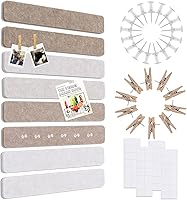 Vista 7 de Vuzvuv 8 tiras de barra para tablón de anuncios con 50 alfileres y 10 pines de clip de madera, tablero de corcho autoadhesivo para pared, tablero