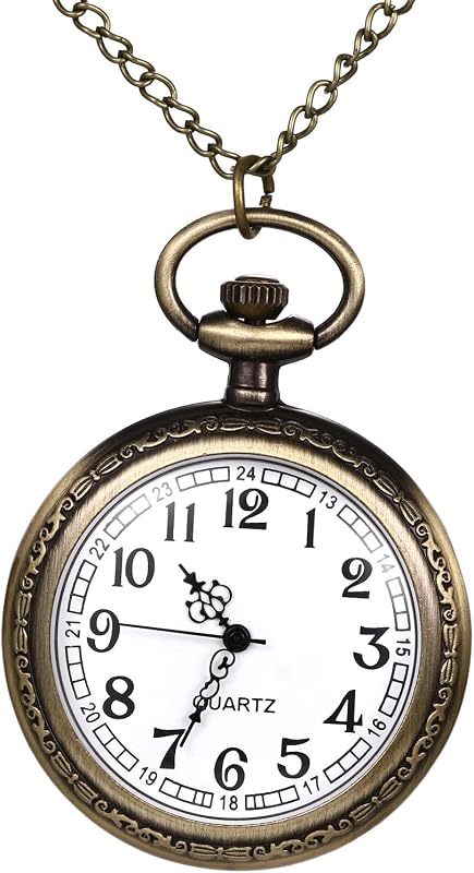 Avaner Men's Bronze Pocket Watches: Vintage Retro Analog Quartz Antique Pocket Watch for Men Women