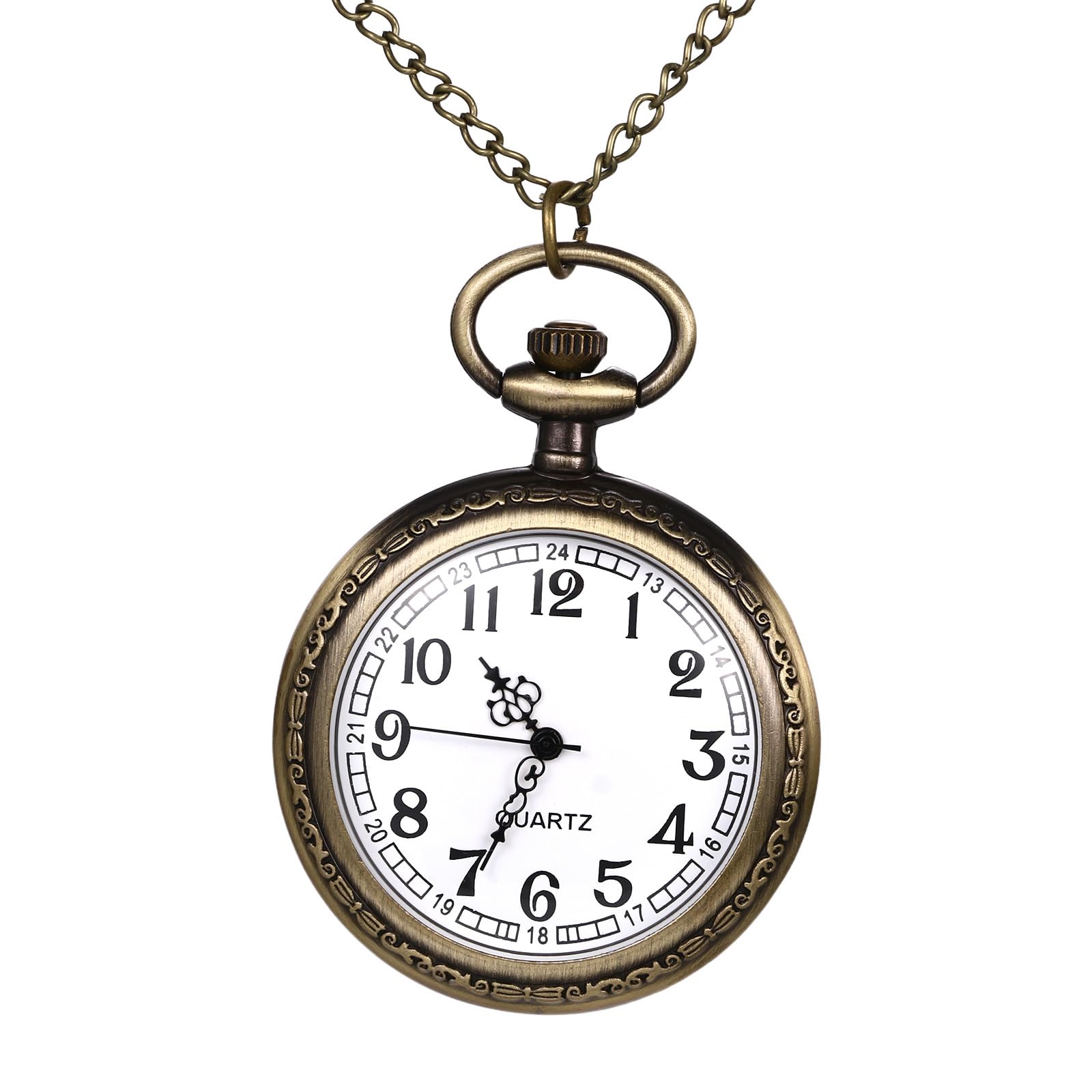 Men's Bronze Pocket Watches: Vintage Retro Analog Quartz Antique Pocket Watch for Men Women-image-30