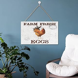 Poultry Chicken Hen Farmhouse Animal Wood Plaque 10x16 Inch, Farm Fresh Eggs Rustic Wood Sign Wall Hanging Sign for Home Or Office Decor Gift for Sister