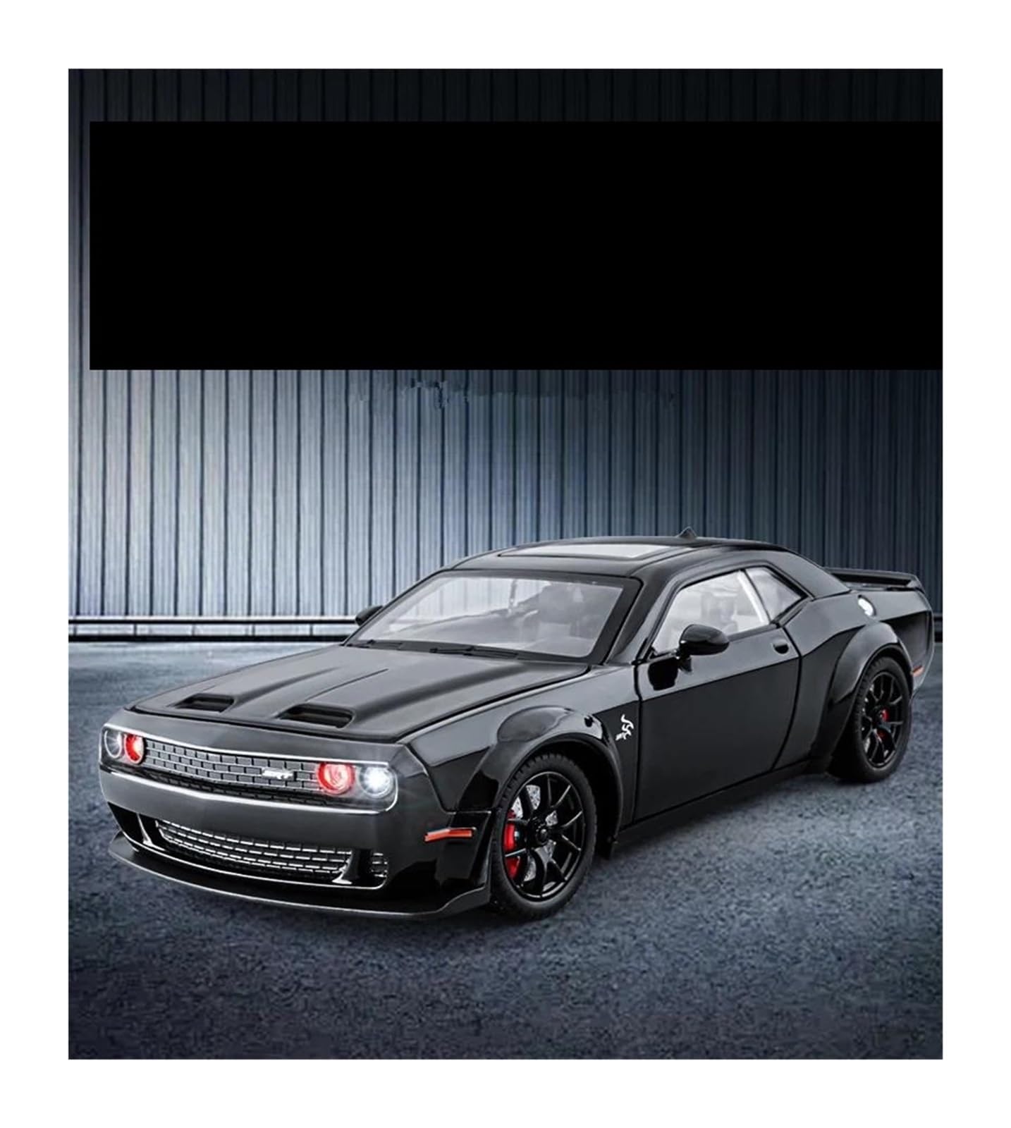 1:24 para Dodge Challenger SRT Hellcat Escala Simulación Fundición Modelo Coche Extraíble Coche Juguete Fundido A Presión Miniatura De Colección(Black 2)