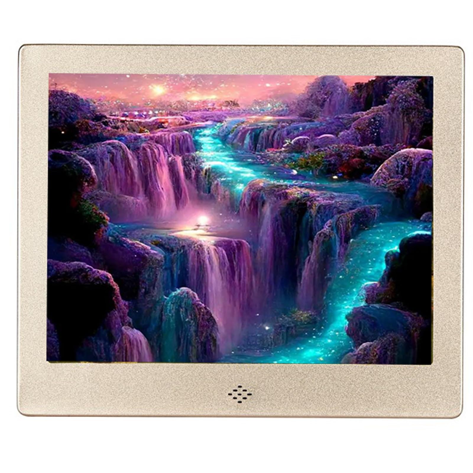 MYUYEE 8-Inch Aluminum Alloy High-Definition Digital Photo Frame - Smart Home Advertising Display Rack (Gold)