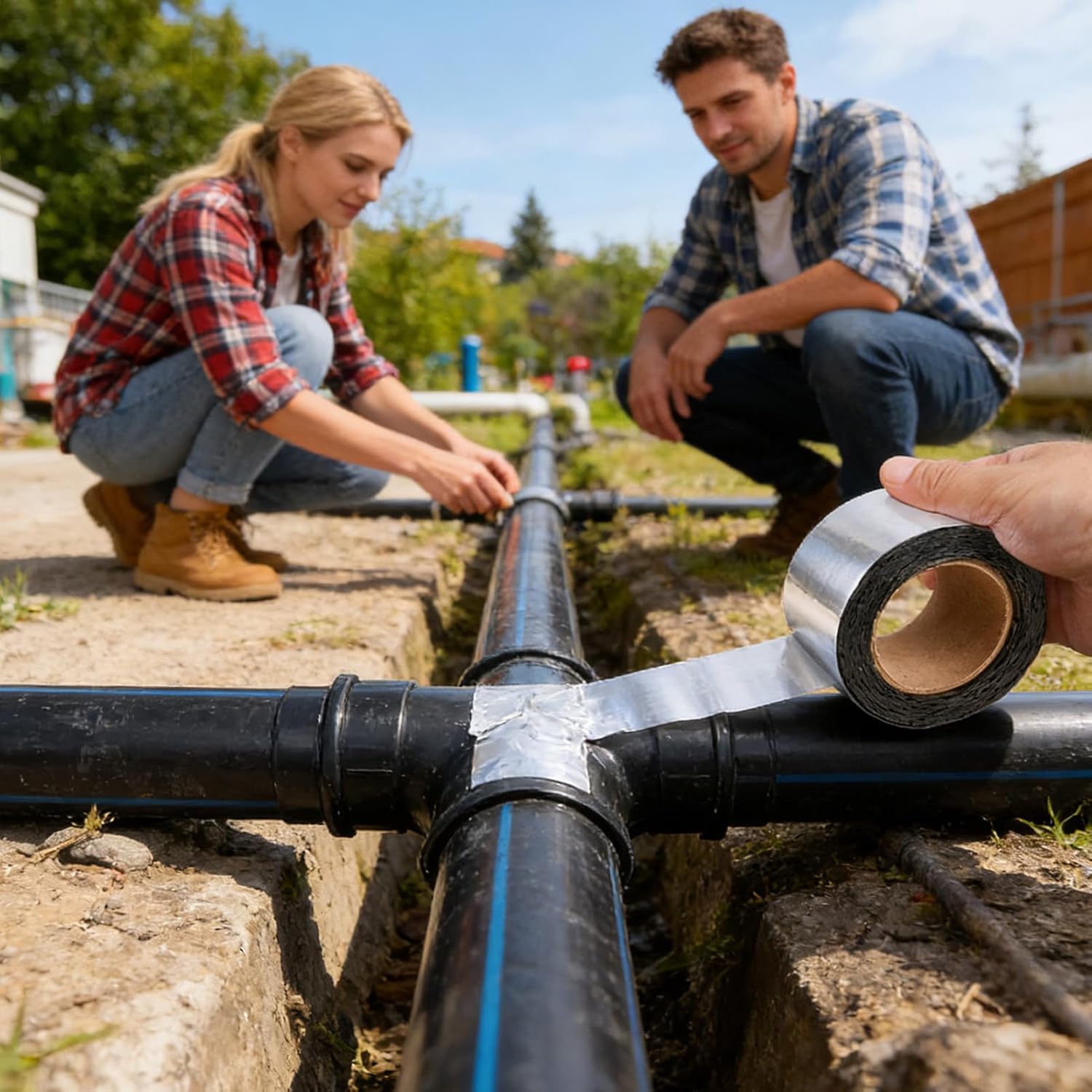 Concrete Patch Tape - Asphalt 10cm X 5m Roll | Self Adhesive Sealing Strip Waterproof Crack Repair Tape for Driveway Roof Pipe Window RV Boat Deck Joist Leak Fix Outdoor Maintenance Use