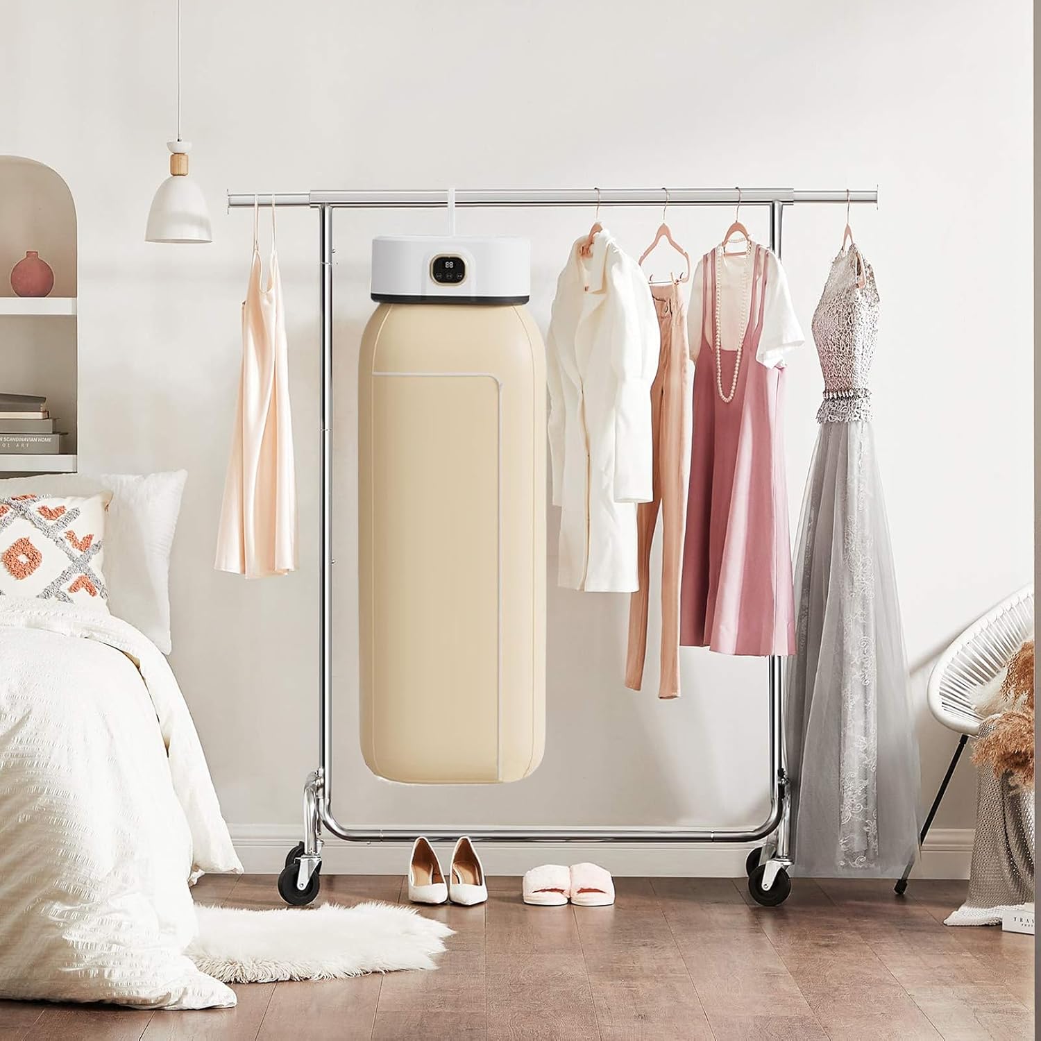 Rapid Heat Clothes Dryer, Foldable Electric Drying Machine, 16x8 Inches Laundry Device Timer Control, Stainless Steel Heating System, Garment Care Appliance, Compact Equipment for Apartment Living