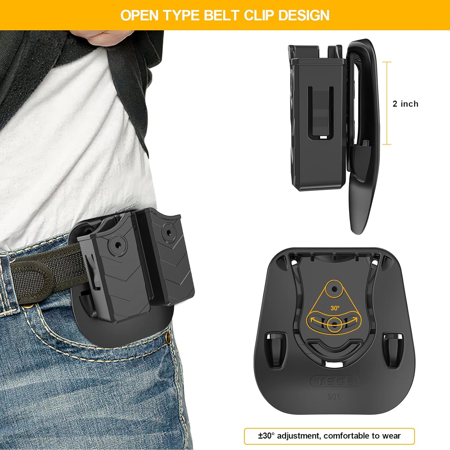 Universal Magazine Pouch, Double Mag Pouch OWB, Fit 9mm .40 Double Stack Mag Holder, Fit Glock Magazine H&K Smith & Wesson Ruger Sig Sauer Taurus Beretta CZ and More Pistol Mag Pouch, Paddle