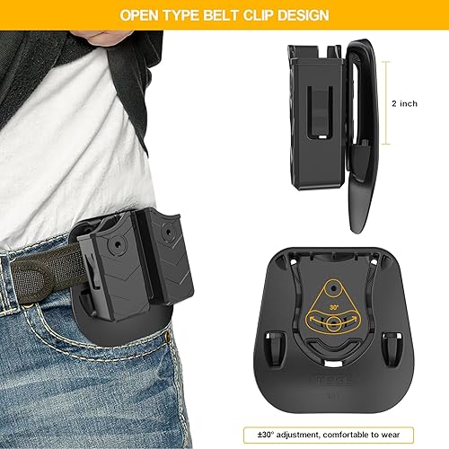 Miniatura 5 de Bolsa doble para cargador Glock Beretta Sig Sauer Taurus Browning S&W H&K La mayoría de las pistolas, soporte universal apilable de 0.354 in/40