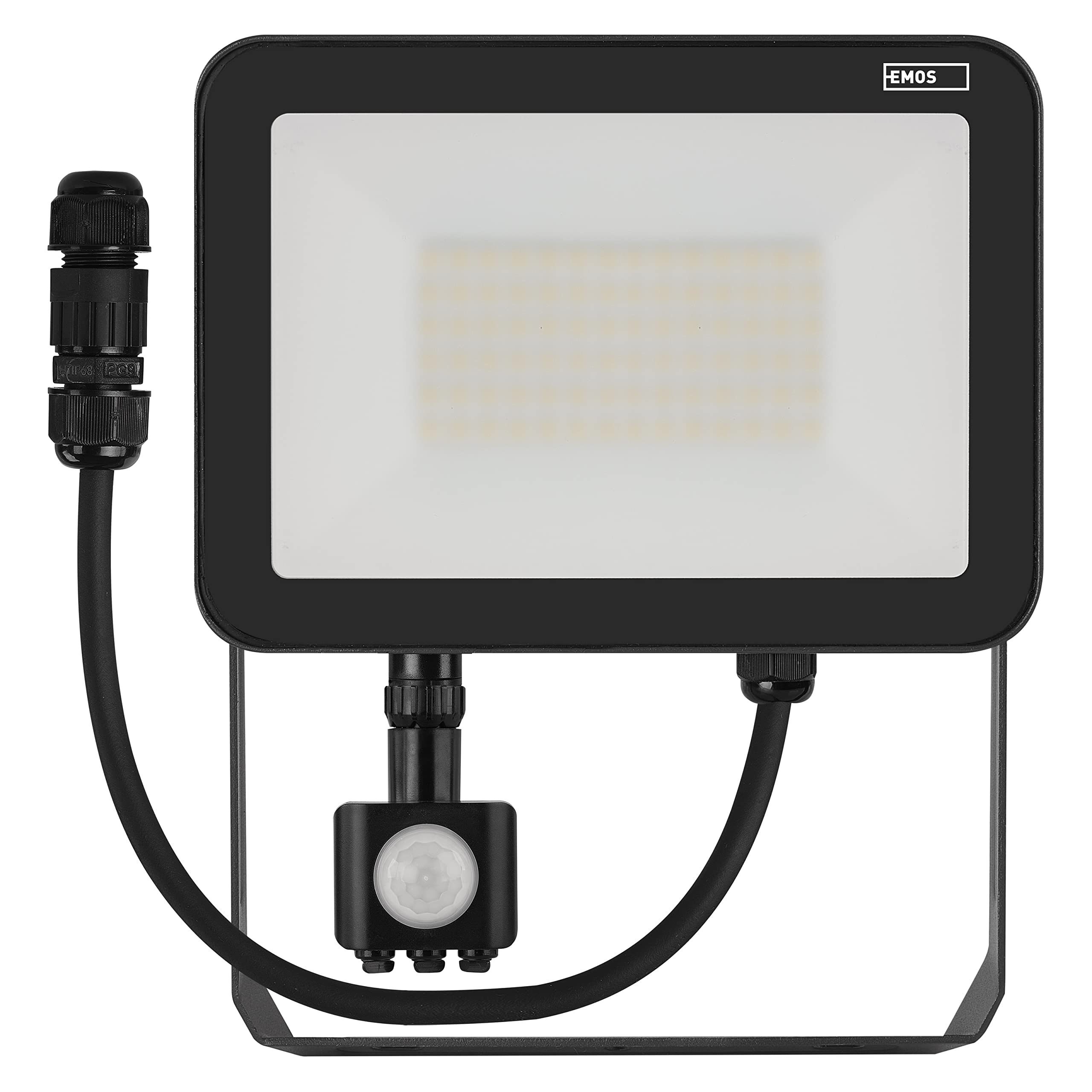 EMOS LED Strahler Profi 50W mit Bewegungsmelder, wasserdichtes Alu Flutlicht für Innen und Außen, Helligkeit 5500lm, Neutralweiß 4000K, CRI>80, Lebensdauer 50000h, Flacker-frei, 5 Jahre Garantie