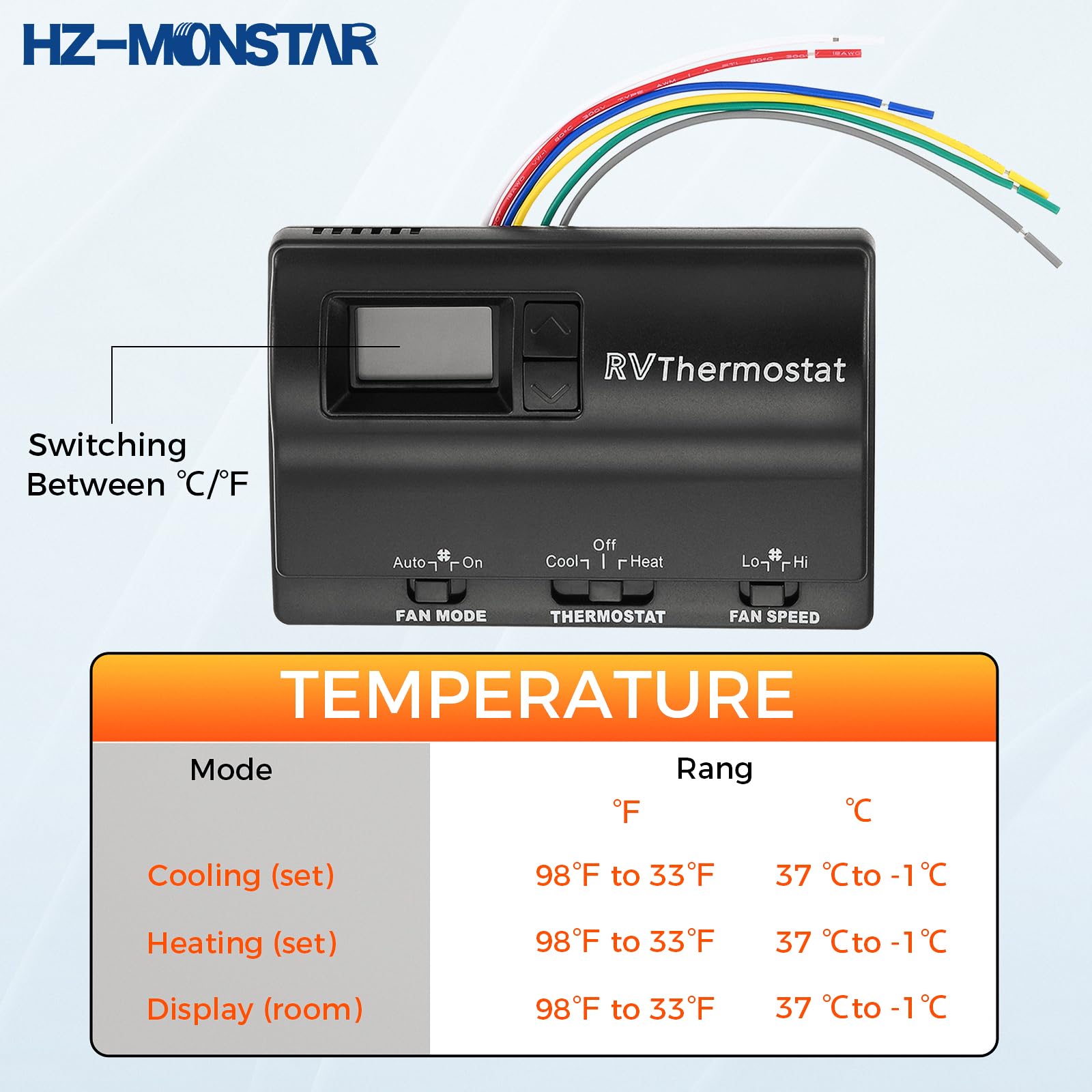 83303862 - Termostato digital de repuesto para termostato de pared T-Stat de calor/frío compatible con termostato Coleman Mach 83303362, ajuste de temperatura de 36.7 °C a 0.6 °C, color