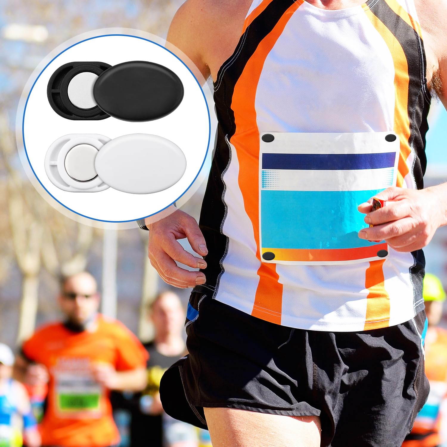 Gosknor 10 Paia di Magneti per Pettorali da Gara, Clip Magnetiche in Plastica per Pettorali da Gara Fermagli per Pettorali Spille Magnetiche per Pettorali per Corsa Triathlon Ciclismo (Ovale)
