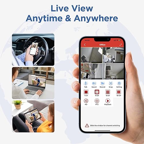 Miniatura 4 de Sistema de cámara de seguridad inalámbrico, NVR de 10 canales y 5 MP con 8 cámaras de 3 MP, disco duro de 3 TB, visión nocturna, detección de