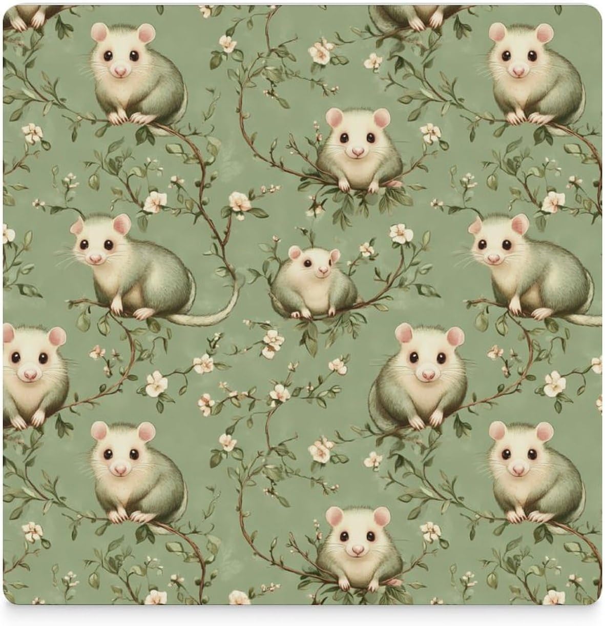 Opossums Ceramic Coasters Square Drinks Coaster Coffee Table Decor Table Coaster for Home Bar