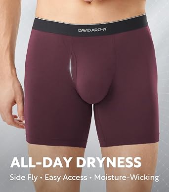 DAVID ARCHY Mens Underwear Breathable Silky Soft Modal Boxer Briefs for Men Pack 4, Wide Waistband No Ride Up
